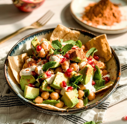 Avocado Chaat with Chickpeas & Pomegranate