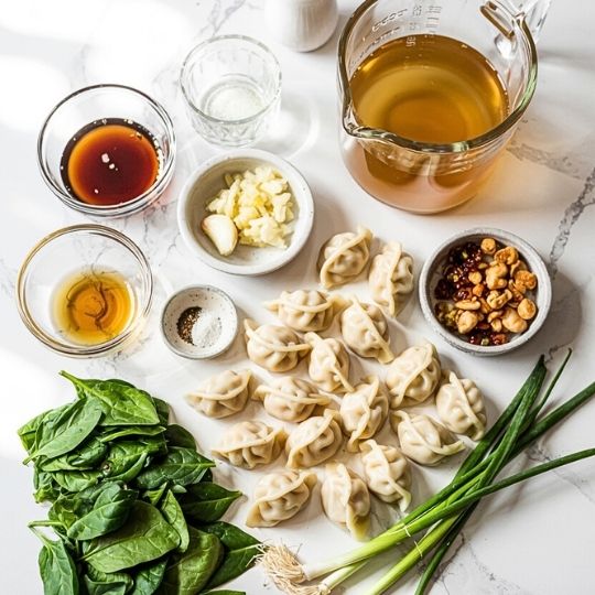 dumpling soup prep ingredients