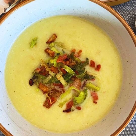 Easy Fall Soup Idea_ Creamy Potato Soup with Crispy Bacon Recipe