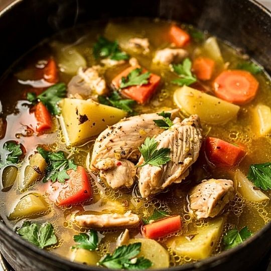 Leftover Roast Chicken Vegetable Soup