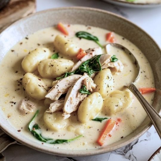 Creamy chicken gnoochi soup use leftover chicken
