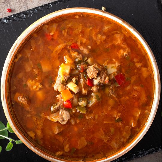 Sour Cabbage and Ground Beef Soup (Shchi Style)